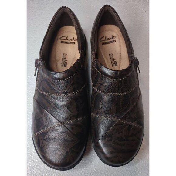 Clarks Women's Cora Brown Leather Comfort Loafers Shoes Size 7 - Picture 2 of 12